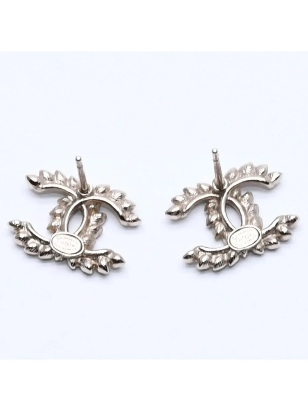 Chanel Earrings CC Logo Black Rhinestone